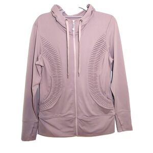 Soybu Jacket S Fresca Paschi Pintuck Pocket Thumbhole Full Zip Purple Athleisure